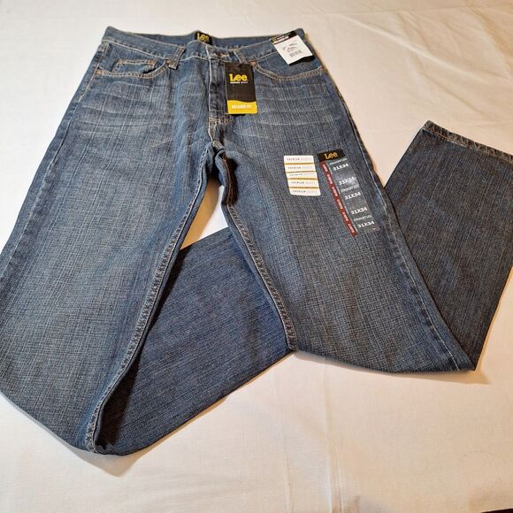 Lee Dark Acid Washed Premium Select Relaxed Fit Straight Leg Jeans Size 31x34 - Picture 10 of 12